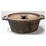 Oval Cast Iron Pot With Lid, 4" High x 12" Wide x 7.5" Deep