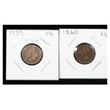 Indian Head Pennies, Qty 4, Years Include 1859, 1860, 1862, 1863