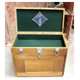 Solid Wood Felt Lined Carpenters Chest,  16in x 20in x 10in, Locked, No Key 