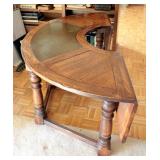 Vintage Solid Wood Drop Leaf U-Shaped Desk, 30in x 65.5in x 42in