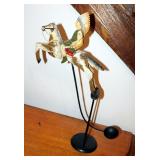 Folk Art Native American Indian & Horse Sculpture Balancing Kinetic Pendulum With Cast Iron Base, 20