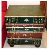 Decorative Stacked Book Design 4 Drawer Accent Table, 24in X 21in X 16in