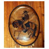 Burnt Wood Art Paso Fino Tray Signed And Numbered, M. Sallegas, 10/2000, 16.5in X 12in And Framed Go