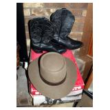 Stetson XXXX Beaver Hat, Size 7 3/8in, And Ariat Size 9 1/2 B Leather Cowboy Boots