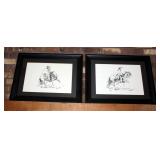 Framed Matted Under Glass Peruvian Paso Fino Horse Sketches, Signed And Numbered By Artist, Signatur