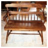 Solid Wood Peg Leg Bench, 32.5in X 38in X 16in