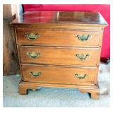 Ethan Allen Solid Wood 3 Drawer Night Stand, 21.75in X 23in X 14in