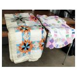 Vintage Hand Stitched Hatch Quilts, Qty 2, 88in x 76in And 88in x 70in