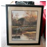 Framed Matted Under Glass "Autumn Stream" By J.R. Hamil, Signed And Numbered 146/950, 26.5in x 22.25