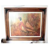 Framed Matted Under Glass Pheasant Print By Barbara Barnett, 20.5in x 24.5in, And Hunter With Dog Pr