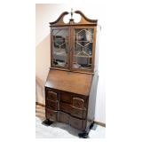 Solid Wood 3 Drawer Drop Front Secretary With Ball And Claw Feet, Dove Tail Construction, 78in x 32.