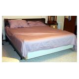 Solid Wood King Size Headboard With Rattan Woven Accents 39in Tall, Includes Bed Frame, King Size Pa