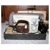 Vintage Brother Electric Sewing Machine With Foot Pedal, Cover, And Sewing Notions