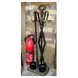 Fireplace Tool Set, Foam Fire Extinguisher, And Ashtrays, Qty 4