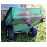 Vintage John Deere Two Wheeled Pull-Behind Dump Cart, 29in x 41in