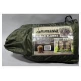 Black Savage Ghillie Blanket, Woodland Camo Pattern, 5 ft x 12 ft, In Drawstring Carry Pouch