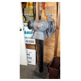 Baldor Electric Grinder Model 8123, On Stand, Bolted To Floor And Hardwired In