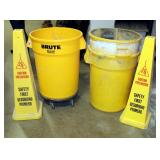 Rubbermaid Brute Waste Cans Qty 3, And Safety Cones Qty 2