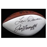 Wilson Football Signed By Joe Namath, Len Dawson, And Ken Stabler, And Framed Joe Namath Card