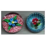 Floral Themed And Holiday Glass Paperweights, Various Styles And Sizes, Total Qty 10