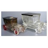 Vintage Car Themed Glass And Metal Candy Containers, Qty 18