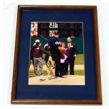 Bill Clinton Autographed Photo Of Throwing First Pitch At 1994 Cleveland Indians Game