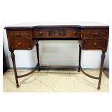 Johnson-Handley-Johnson Co Antique Desk With Floral And Ribbon Art On Front Of Drawers, 30" High x 4