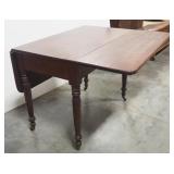 Antique Drop Leaf Table, On Wheels, 28.75" High x 38" Wide x 21" Deep (With Leaves Down), Each Leaf 