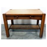 Mission Style Table With Single Drawer And Lower Shelf 29" High x 42.75" Wide x 26.75" Deep
