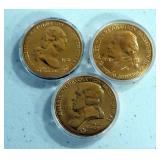 American Revolution Bicentennial Commemorative Coins, Qty 3, Includes Paul Revere, George Washington