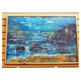 Vander Molen Original Painting On Canvas Of Seascape, Framed, 30.75" Wide x 21" High