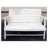 White Slat Patio Bench, 28.5" High x 43" Wide x 24" Deep