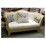 Upholstered Settee With Rolled Arms, 36.5" x 66" x 25", Throw Pillows Included