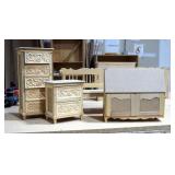 Salesman Sample Size Furniture, Including 5 Drawer Chest Of Drawers, Bench, Secretary, And Nightstan