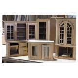 Salesman Sample Size Furniture, Corner Bookshelf, Corner Hutch, TV Stand, And Credenza With Hutch