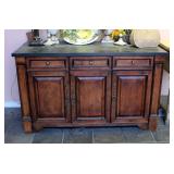 Solid Wood 2 Drawer Buffet With Storage, 36" x 60.5" x 25.5"