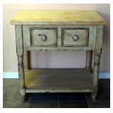 Solid Wood Distressed Finished Accent Table, With Drawers, 36.25" x 36.25" x 24"
