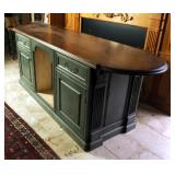 Solid Wood, Oval, 2 Drawer Kitchen Island, Floor Model, 36" x 100" x 30"