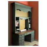 Solid Wood 7 Drawer Desk With Hutch, 97" x 66" x 24"