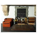 Large Wood Cutting Board, Cheese Blocks, Rolling Pin, And Infused Vinegar Bottles