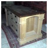 Solid Wood, 6 Drawer Island With Cantilevered Front, Floor Model, 36" x 66" x 44"