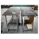 Seville Classics Stainless Steel Rolling Tables With Lower Shelf, Qty 2, 33" x 49.5" x 24"