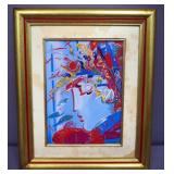 Peter Max (German-American, 1937 - ), "Blushing Beauty", Limited Edition Porcelain Plaque, Framed 13