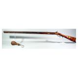,40 Or .50 Cal Black Powder Rifle SN# Not Found, With Tiger Striped Wood And Copper Powder Flask