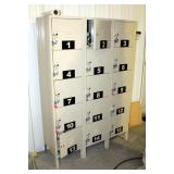 5-Tier 3-Wide Locker With Padlocks And Keys, 66" x 45" x 16"