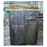 Vintage Keystone Type Foundry 8-Drawer Metal Cabinet With Brass Top, 39" x 29.25" x 27"