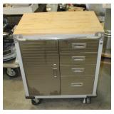 Seville Classics 4 Drawer Rolling Toolbox Workstation With Solid Wood Top