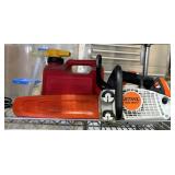 Stihl Model MS193T Gas Powered Chain Saw, Includes Manual, Parts, Blade Shield, Gas Can, & Tool