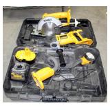 DeWalt Power Tools Including 6.5" Circular Saw, Flashlight, Reciprocating Saw, Battery, And Charger,