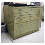Safco 5 Drawer Steel Flat File Cabinets, Qty 2, 24" x 36"